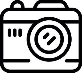 Minimalist icon of a digital camera, representing photography and image capturing