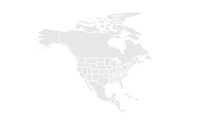 North America map illustration,isolated on white background for website layouts,background,education, precise,customizable,Travel worldwide,map silhouette backdrop,earth geography, political,reports.