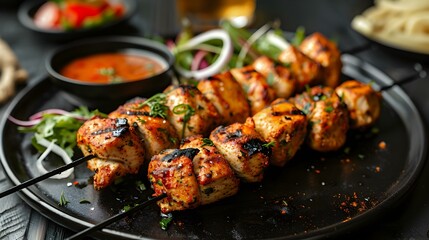 Chicken kebab juicy pieces of chicken marinated image