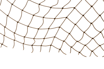 Torn Football or tennis net. Rope mesh on a white background close-up