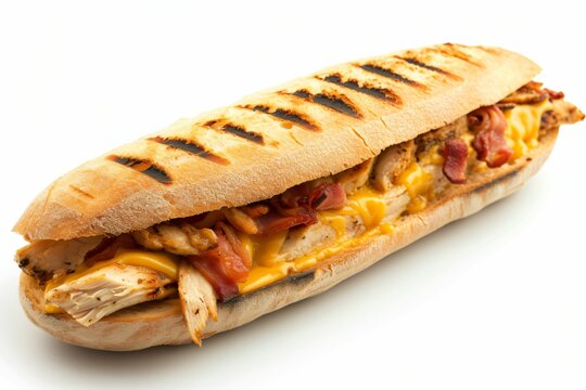 panini sandwich, isol&eacute; sur fond blanc, recette jambon fromage, ia g&eacute;n&eacute;rative