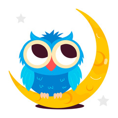 A cartoon style mascot of a night owl 

