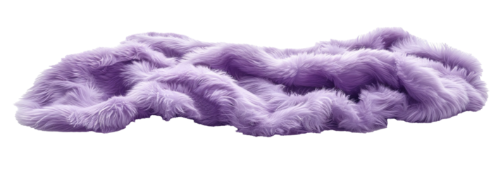 Soft purple fur on transparent background fluffy texture fabric