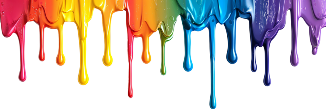 Rainbow paint drips on transparent background colorful dripping colors - Powered by Adobe