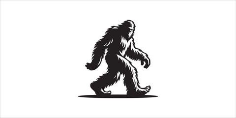 Silhouette style bigfoot illustration - Mythical yeti creature design