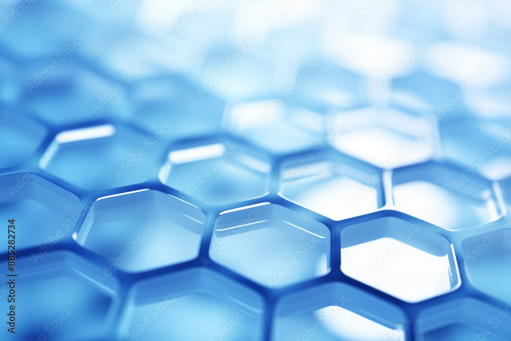Wall mural abstract blue hexagons pattern background for design.hi-tech science and research concept innovation
