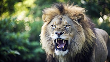 Aggressive lion head ready to attack , lion, predator, aggressive, fierce, safari, wildlife, danger, animal, roar, wild, teeth