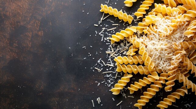 Tempting pasta shapes with grated parmesan cheese