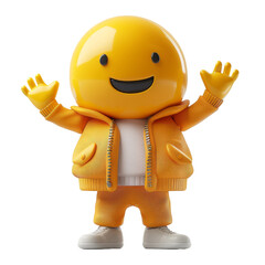 A friendly 3D fig character with expressive eyes and a big smile, waving its hand. The character is isolated on a white background, perfect for fruit and food-themed illustrations. PNG File,
