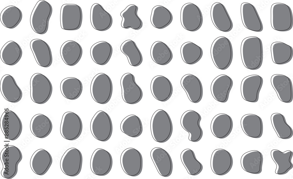 Wall mural かわいい抽象的な流体シェイプの楕円フレーム　ベクター　白黒　set of cute abstract shapes.vector loose frame.abstract wave on backgr