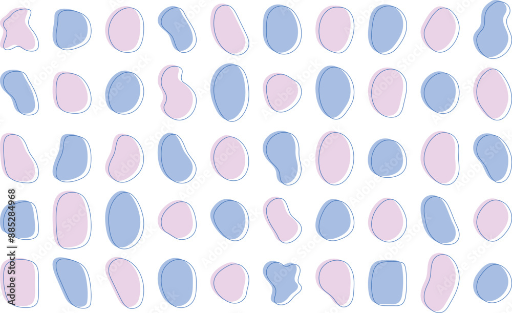 Wall mural かわいい抽象的な流体シェイプの楕円フレーム　ベクター　ピンク　紫　set of cute abstract shapes.vector loose frame.abstract wave on bac