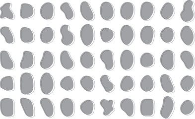 かわいい抽象的な流体シェイプの楕円フレーム　ベクター　白黒　Set of cute abstract shapes.Vector loose frame.Abstract Wave on Background. Vector Illustration.