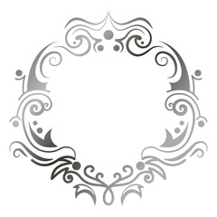 Silver vintage frame. Vector illustration of antique style design element for wedding invitation and greeting card. Abstract template with copy space.