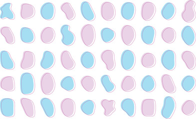 かわいい抽象的な流体シェイプの楕円フレーム　ベクター　ピンク　紫　Set of cute abstract shapes.Vector loose frame.Abstract Wave on Background. Vector Illustration.