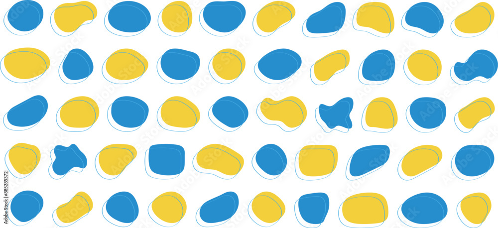 Wall mural かわいい抽象的な流体シェイプの楕円フレーム　カラフル　set of cute abstract shapes.vector loose frame.abstract wave on backgroun