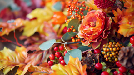 Vibrant Autumn Floral Arrangement Close-Up