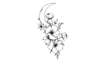Delicate Floral Bouquet with Crescent Moon