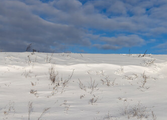 drifts of pure white snow after a snowfall