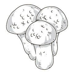 Bunch mushrooms detailed logotype monochrome