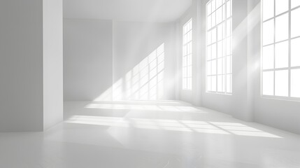 Fototapeta premium Bright and Airy Modern Loft Interior with Large Windows Letting in Natural Light