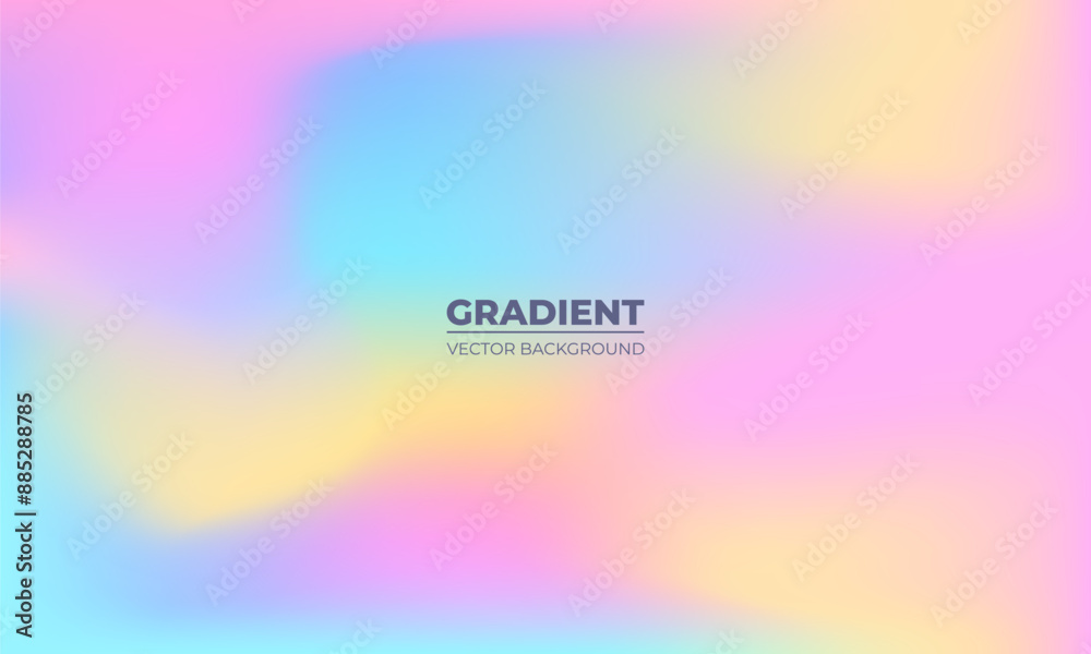 Aufkleber color gradient abstract background. blue, pink and yellow gradation vector texture. pastel color blu