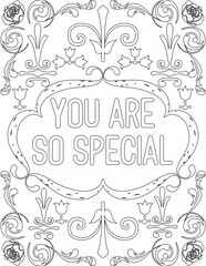 Printable floral coloring page for kids and adults with positive saying for self love and self talk. it helps to succeed and struggle against life to enjoy the tough journey
