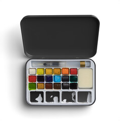 Black Watercolor Palette with Black Samples