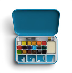 Blue Watercolor Palette with Blue Samples