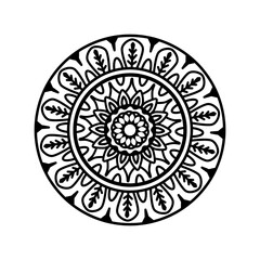 Doodle mandala decoration inspired by wheels fence and flower line illustration that can be used for sticker, scrapbook, icon, decorative, e.t.c with aesthetic black color
