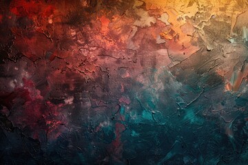 Naklejka premium Dark Multicolor Textured Background with Red Orange Yellow and Blue