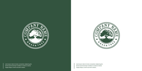 tree silhouette with badge style , logo vector template.