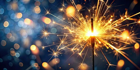 Sparkler with particles of sparks and light in the background, sparkler, spark, light, particles, festive, celebration