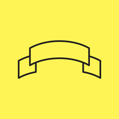 Simple ribbon badge icon, line vector isolated on yellow background. trendy and modern design