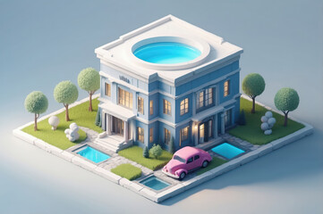 isometric icon design of residential building
