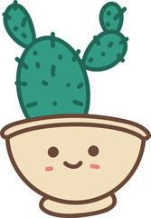 cute kawaii potted plant character illustration