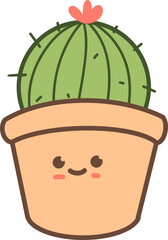 cute kawaii potted plant character illustration
