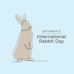 International Rabbit Day vector design template good for celebration for usage. Rabbit design. Continuous line. eps 10.