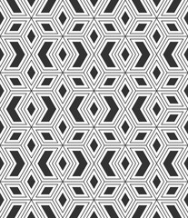 Vector seamless pattern. Repeating geometric tiles. Rhombuses, geometric shapes pattern. Modern stylish texture. Geometric lattice pattern. Vector monochrome mosaic background.