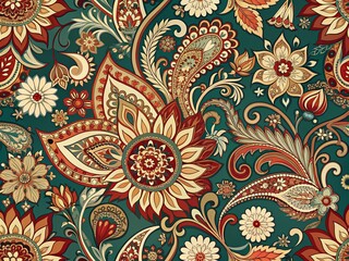 Paisley ethnic patterns design floral pattern with paisley and indian flower motifs. damask style pattern for textil and decoration.