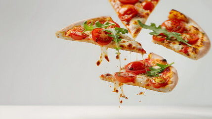 Cheese pizza slice taken off from larger pizza
