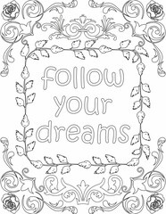 Printable floral coloring page for kids and adults with positive saying for self love and self talk. it helps to succeed and struggle against life to enjoy the tough journey
