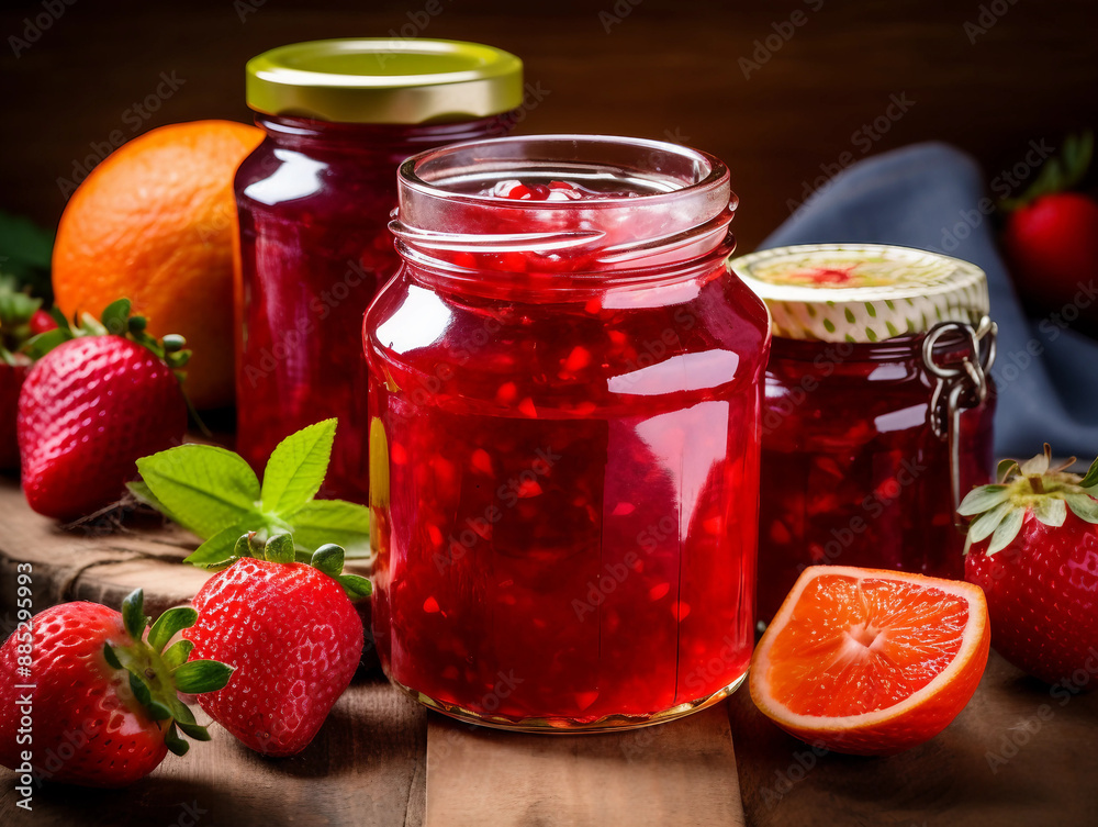 Canvas Prints homemade fruit jam in a jar