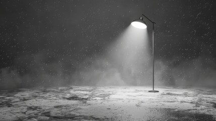 Empty space with one lantern light. moody with smoke. 