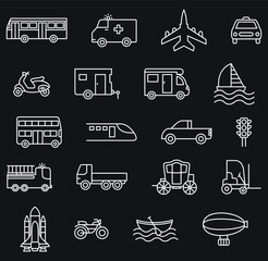 means of transport icons collection 