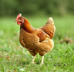 Fototapeta premium Brown chicken hen standing in white background