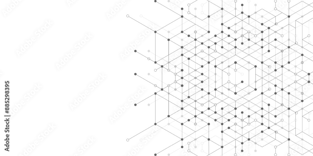 Poster technology abstract background lines, dots and hexagons. hexagonal digital concept for poster, banne