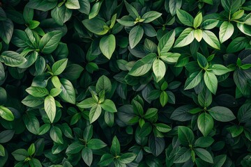 Green vegetation texture background with beautiful pattern. Clean, natural environment. Ornamental plants in the garden. Eco wall. Many leaves reduce dust in the air. Tropical forest.