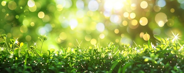 Obraz premium The background of the image is a spring garden with a green grass and blurred foliage.