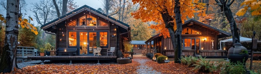 Fototapeta premium Cozy autumn deals, colorful elements, rustic charm