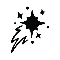 Stars and sparkles doodle illustration. Twinkle, blink, firework, glitter silhouette and glowing symbols in sketch style. Hand drawn vector illustration isolated on white background